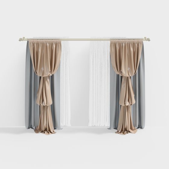 Stylish 3D Curtain Model for Contemporary Spaces