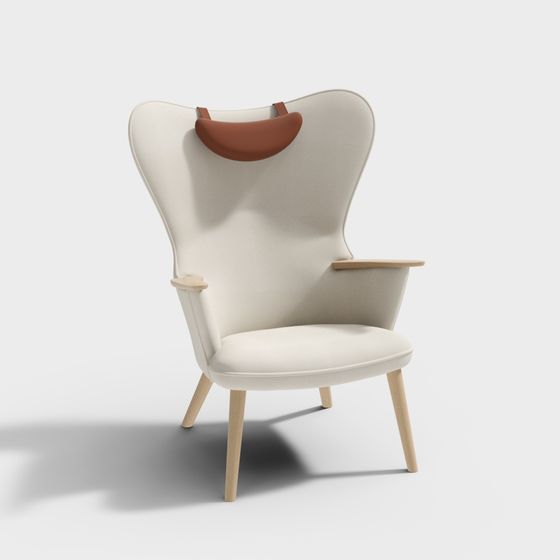 Stylish Wing Chair 3D model for Contemporary Spaces