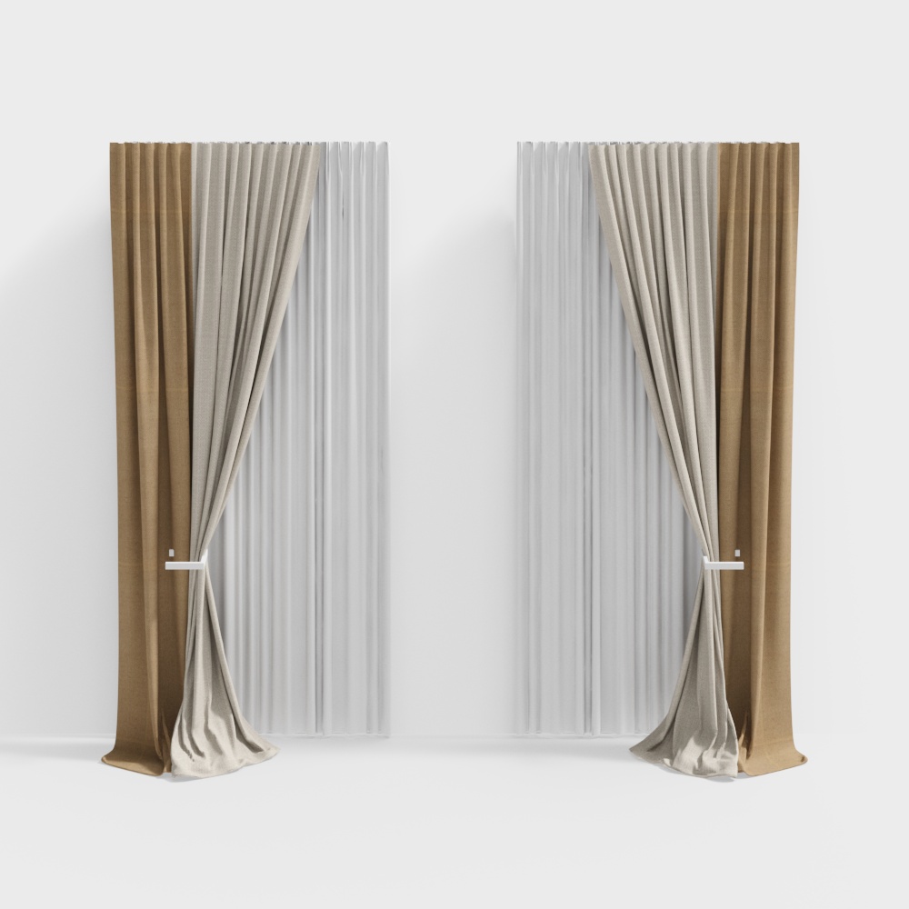 Stylish Low-Poly Curtain 3D model for Modern Interiors