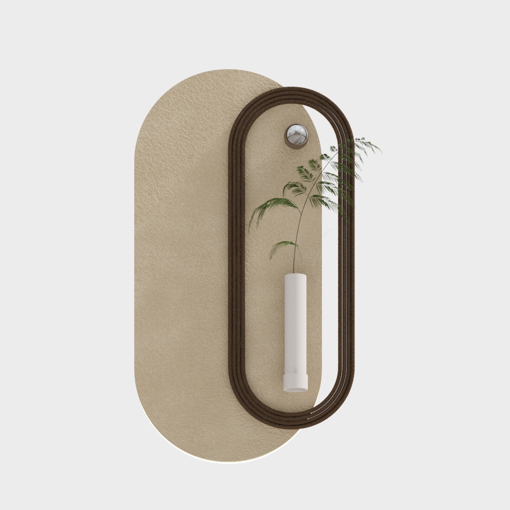 Nature's Mirror 3D Model – Oval Frame with Plant