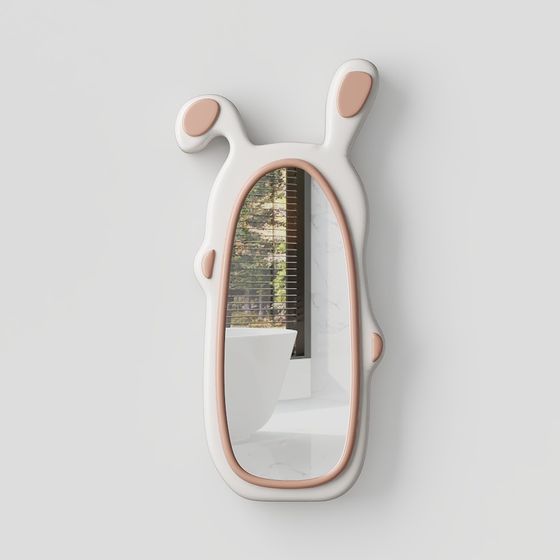 Charming Bunny Ear Mirror 3D model