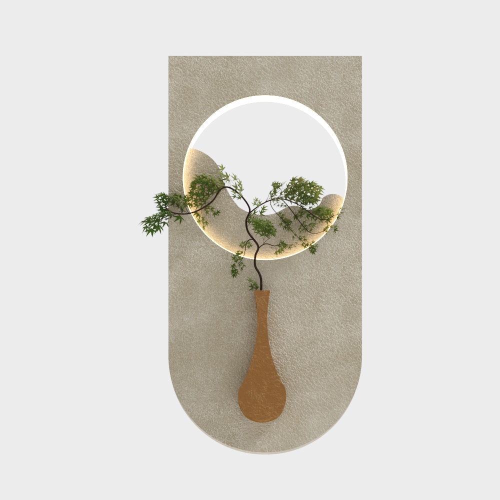 Suspended Vase 3D Model – Low-Poly Wooden Design