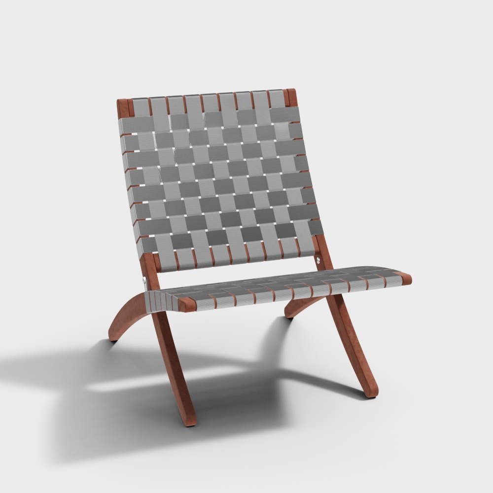 Woven Lounge Chair 3D Model – Low-Poly Wooden Frame