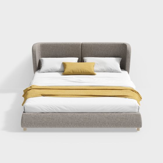 Elegant Minimalist Bed 3D model for Modern Spaces