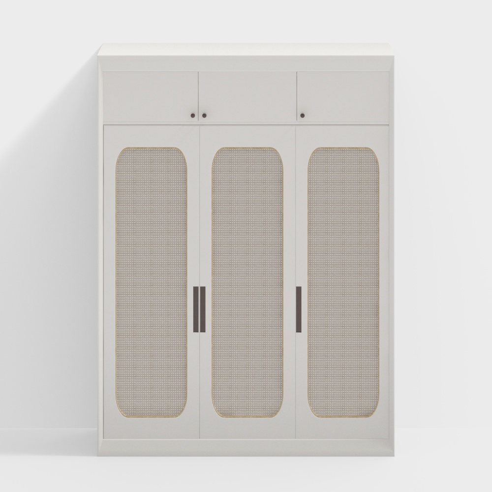 Wabi-sabi style wooden rattan wardrobe