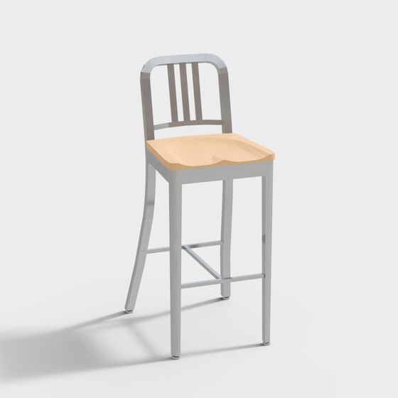 Stylish Low-Poly Bar Stool 3D model for Modern Spaces