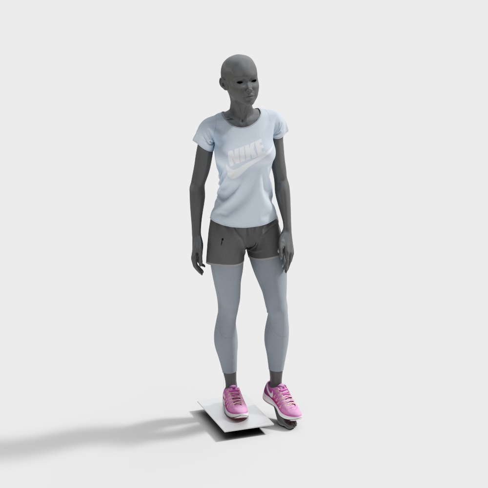 Dynamic Sports Scene 3D Model with Gray Human Figure