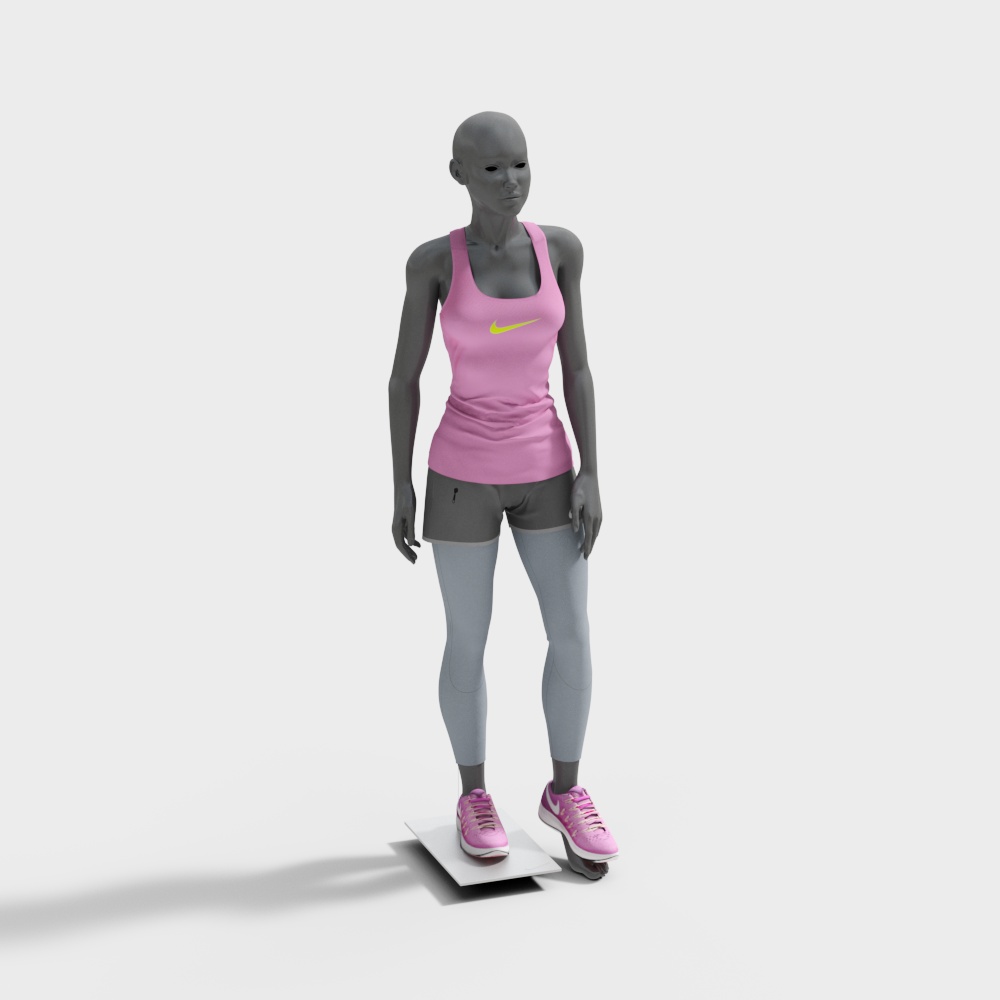 Dynamic Low-Polygon Athletic 3D Model