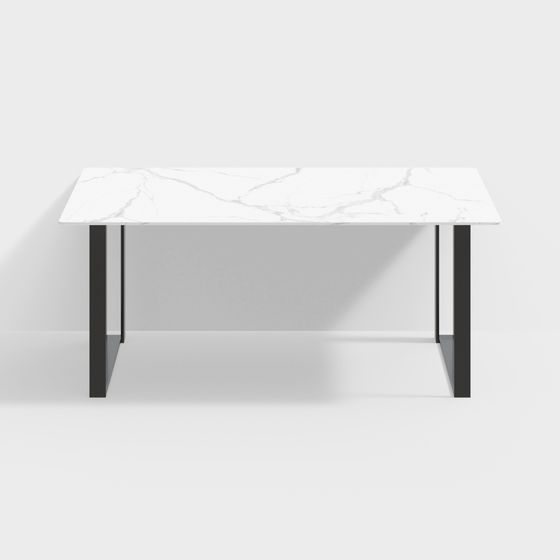 Modern Minimalist Dining Table 3D Model in Black