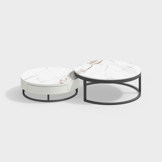Modern Low-Polygon Round Table Set 3D model