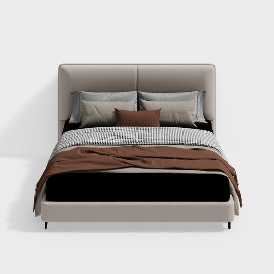 Elegant Minimalist Bed 3D model for Modern Interiors