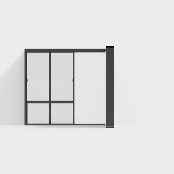 Sleek Gray Corner Window 3D Model