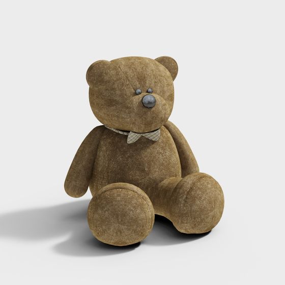 Bear Toy Ornament 3D Model in Brown
