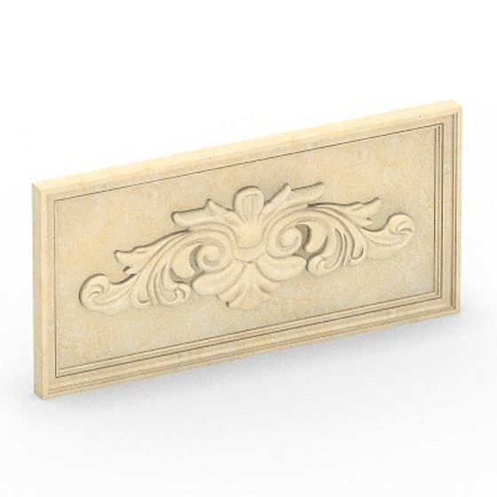 European Style Carving Window Trim 3D Model - Gray Relief