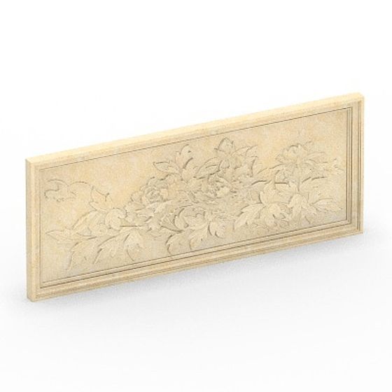 Gray Flowers and Birds Window Trim Relief 3D Model