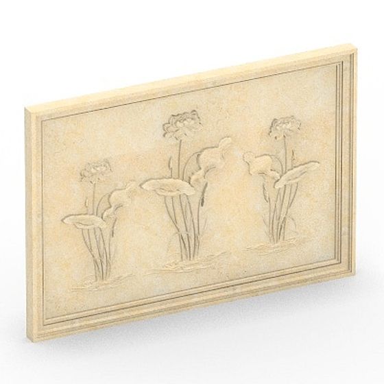 Stylish Lotus Window Frame 3D Model in Beige