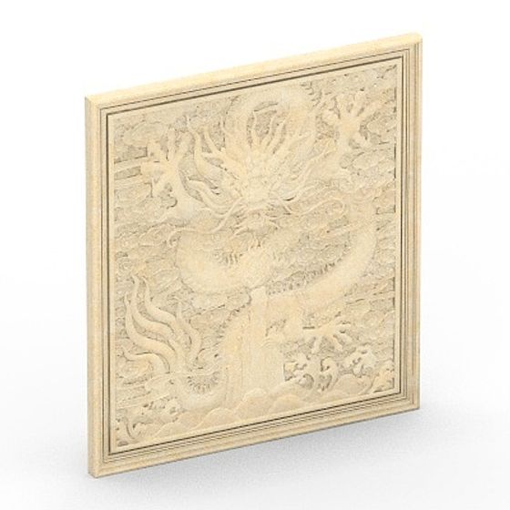 Dragon and Phoenix 3D Model in Gray Finish