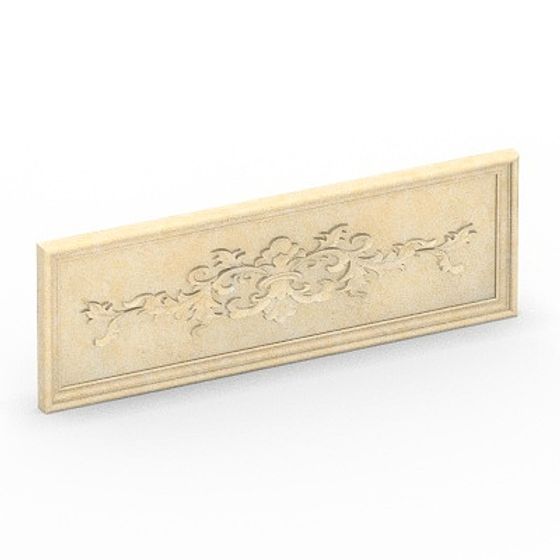 Gray European Carving Window Trim Relief 3D Model