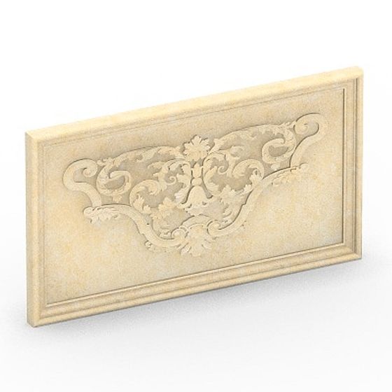 European Style Carving Window Frame 3D Model in Brown