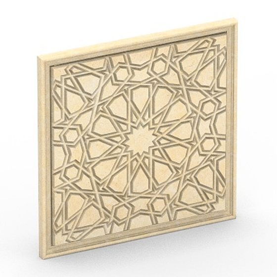 European Style Carving 3D Model in Gray