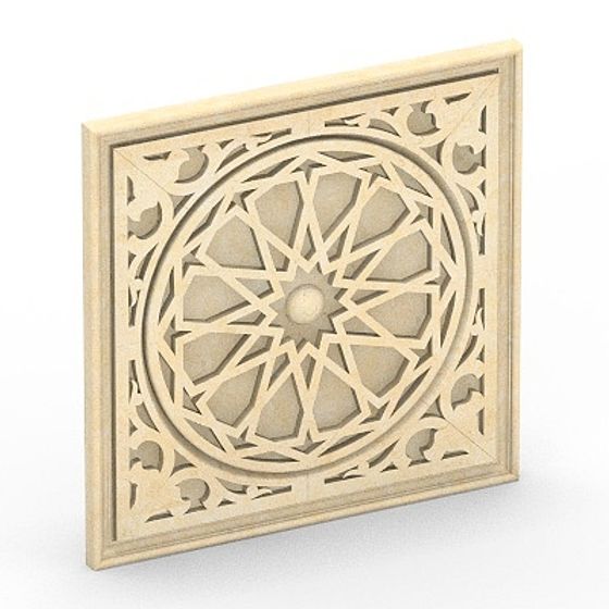 European Carving Trim 3D Model in Brown