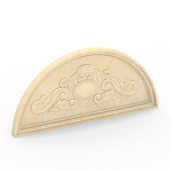 Classic Gray Carved Window Trim Relief 3D Model