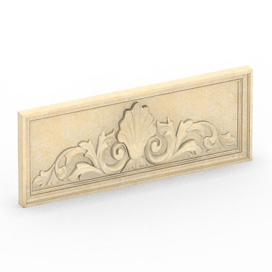 European-Style Carving Gray Window Trim 3D Model