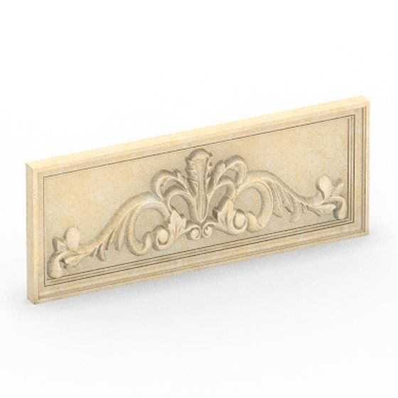 Gray European Carving Window Frame 3D Model for Classic Interiors