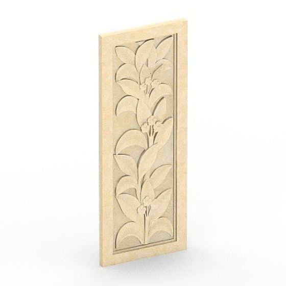 Flower Window Frame Relief Model in Gray