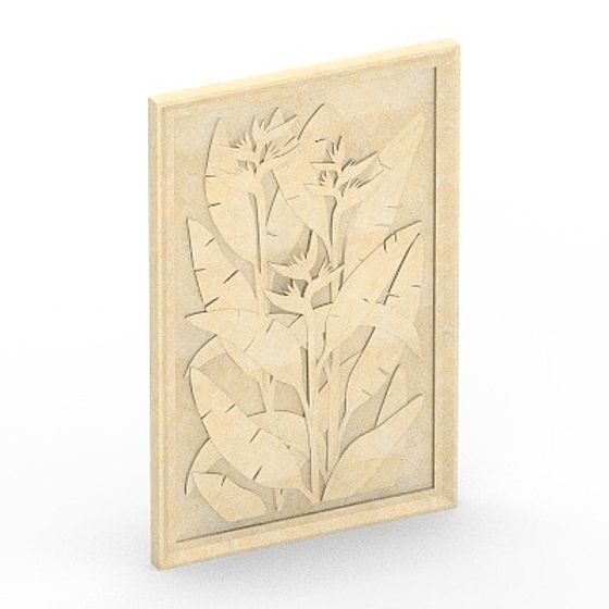 Elegant Gray Flower Relief 3D Model