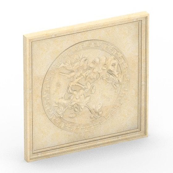 Earth Color Flowers and Birds Window Trim Relief 3D Model