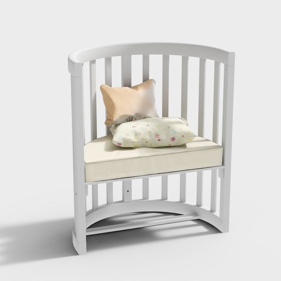 Charming Low-Poly Baby Crib 3D model