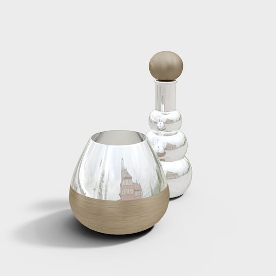 Stylish Wine Bottle Set 3D model