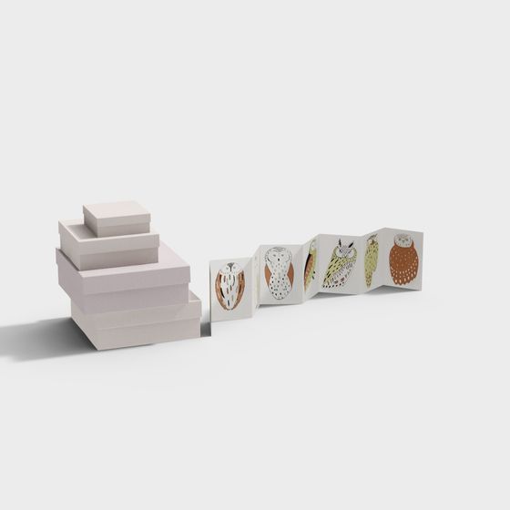 Owl Nesting Boxes Low-Poly 3D model