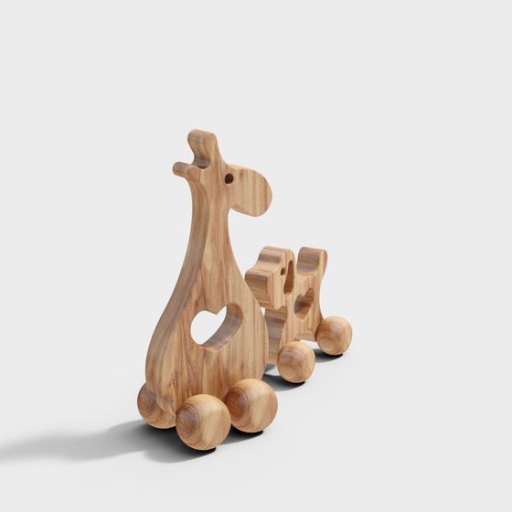 Charming Low-Poly Wooden Giraffe 3D model for Kids