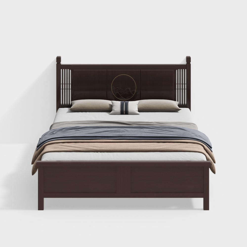 Solid wood bed SMH1202