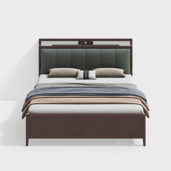 Cama doble SM1206 de estilo chino moderno