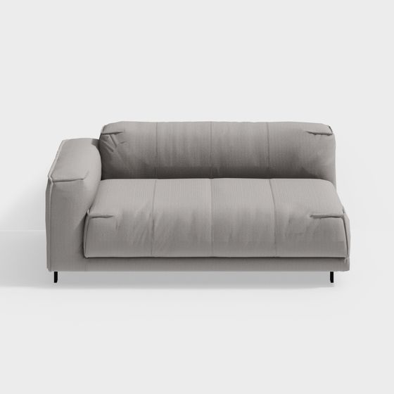 Stylish Low-Polygon Gray Sofa 3D model