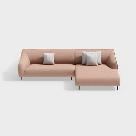 Stylish Low-Polygon Sofa 3D model for Modern Interiors