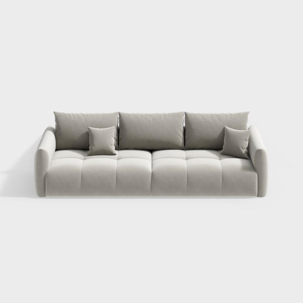 Urban Comfort Sofa 3D Model – Light Gray Quilted Fabric