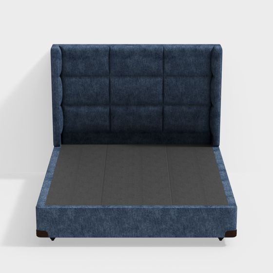 Elegant Navy Blue Bed Frame 3D model