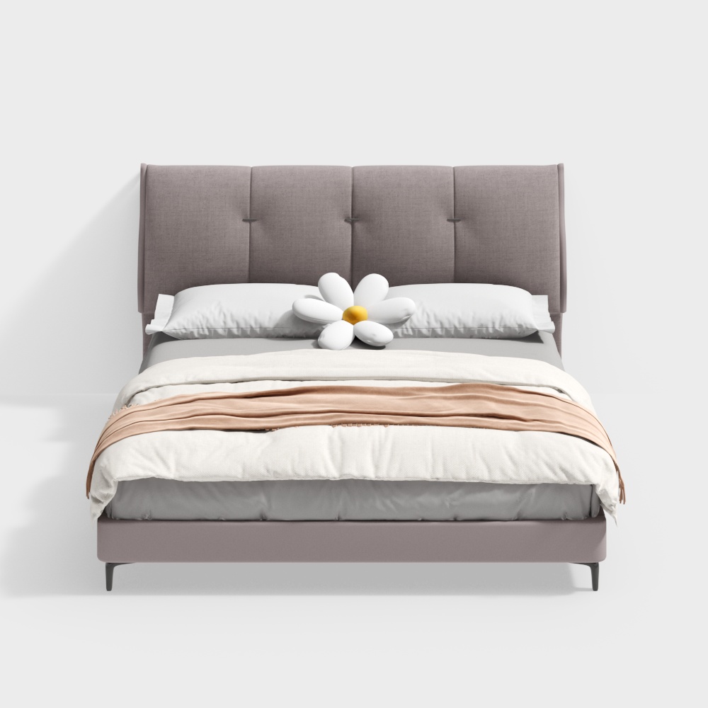 Contemporary Gray Bed 3D model