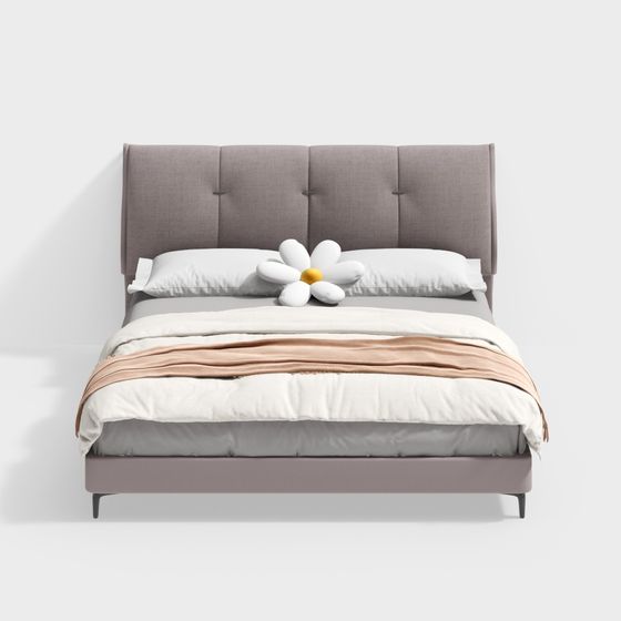 Contemporary Gray Bed 3D model
