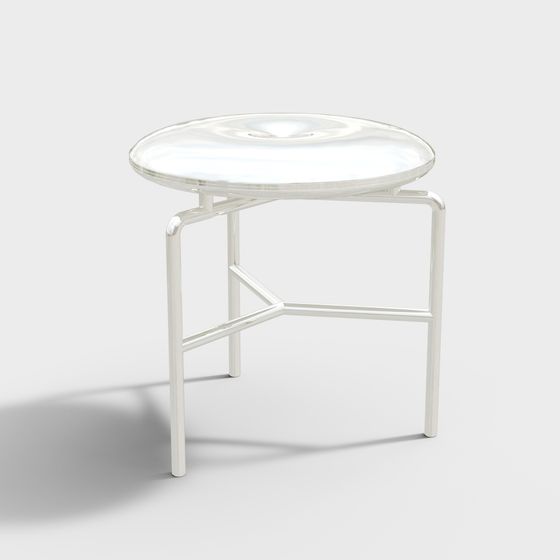 Transparent Glass Side Table 3D Model – Minimalist Design