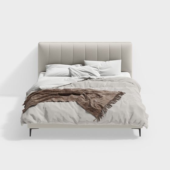 Stylish Low-Polygon Bed 3D Model for Contemporary Spaces