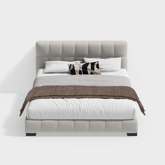 Stylish Low-Polygon 3D Bed Model for Contemporary Spaces
