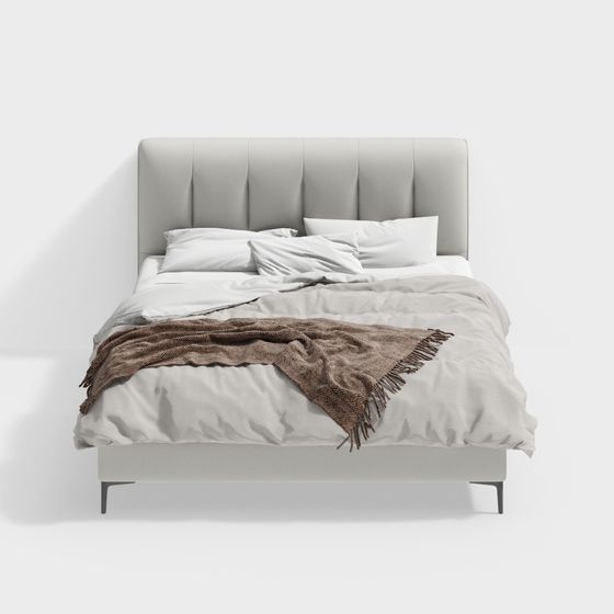 Elegant Low-Poly Bed 3D model for Modern Interiors
