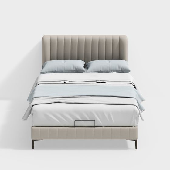 Elegant Modern Bed 3D model for Contemporary Interiors