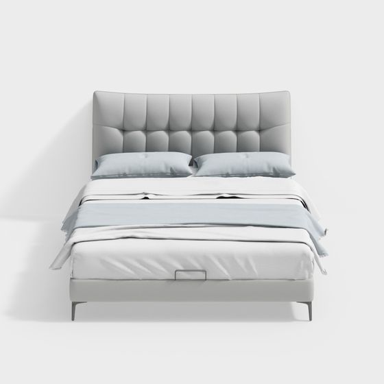 Elegant Low-Poly Bed 3D model for Modern Interiors