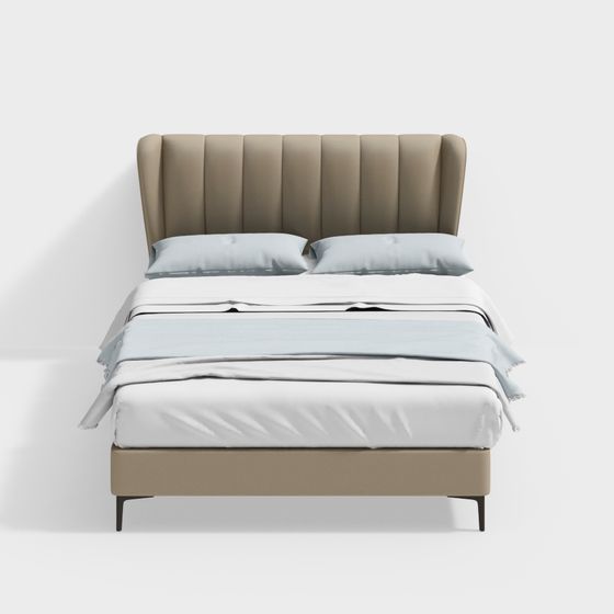 Stylish Low-Poly Bed 3D model for Modern Spaces